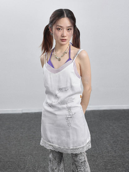 Achihara Absurd Lust Slip Dress V-neck T-shirt Long-Sleeve
