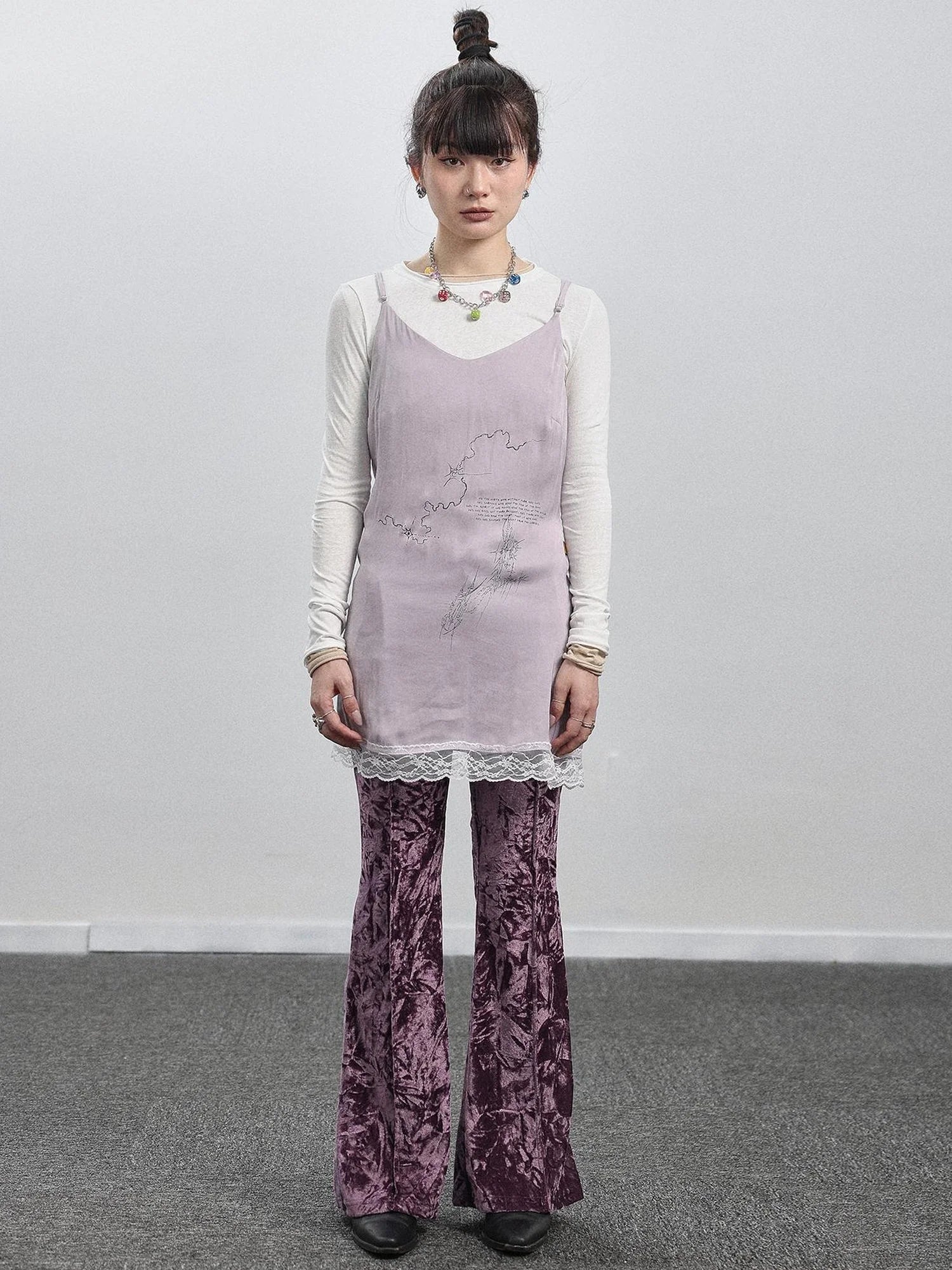 Absurd Lust Slip Dress V-neck T-shirt Long-Sleeve