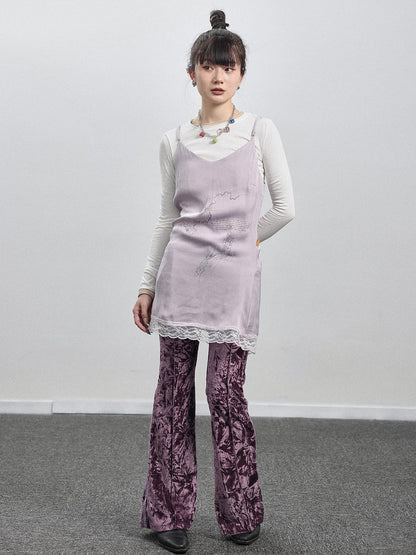 Achihara Absurd Lust Slip Dress V-neck T-shirt Long-Sleeve
