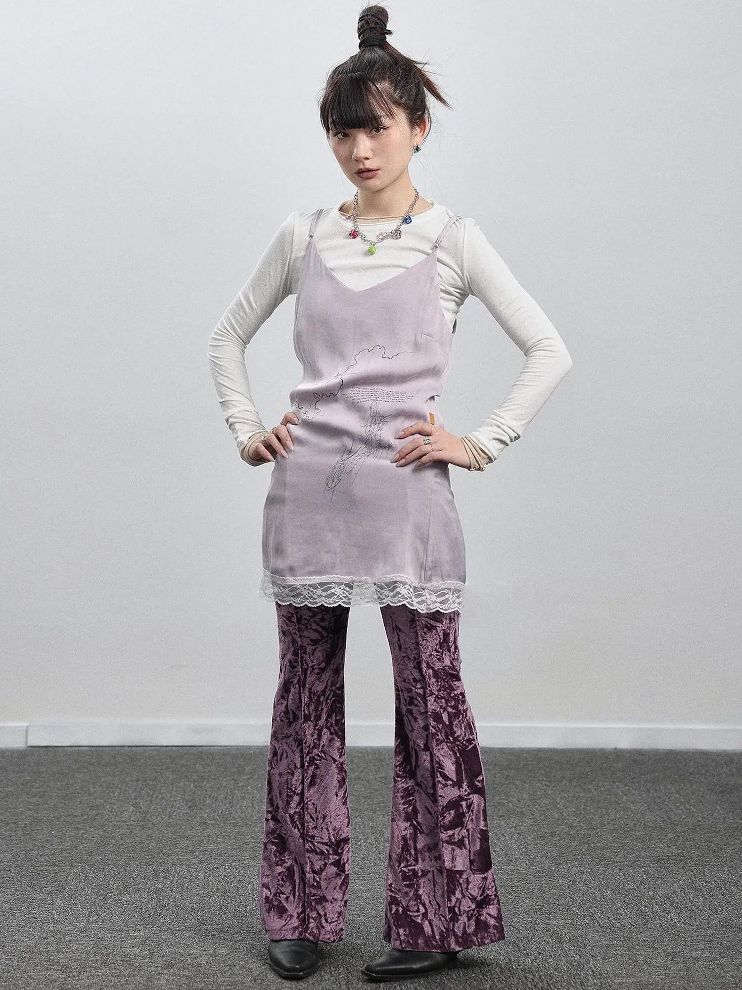 Absurd Lust Slip Dress V-neck T-shirt Long-Sleeve