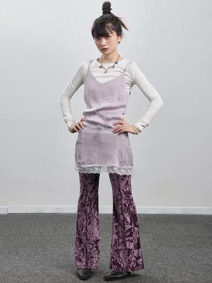 Achihara Absurd Lust Slip Dress V-neck T-shirt Long-Sleeve