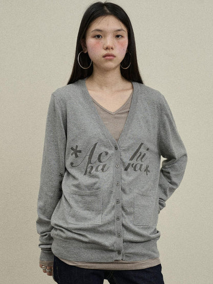 Update Achihara Achihara 2025 Knit Cardigan With Print V-Neck T-Shirt Long-Sleeve