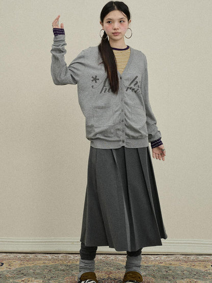 Update Achihara Achihara 2025 Knit Cardigan With Print V-Neck T-Shirt Long-Sleeve