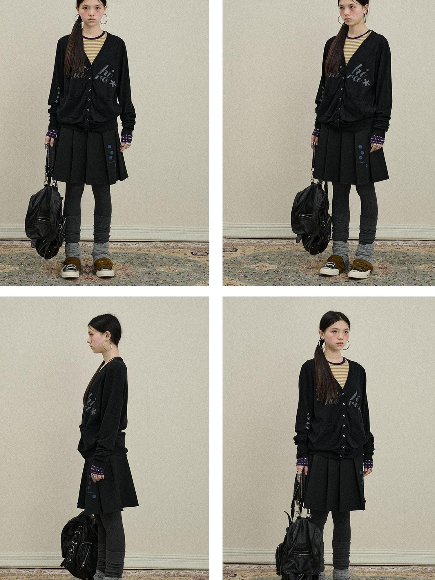 Update Achihara Achihara 2025 Knit Cardigan With Print V-Neck T-Shirt Long-Sleeve
