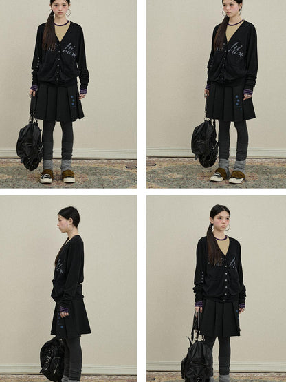 Update Achihara Achihara 2025 Knit Cardigan With Print V-Neck T-Shirt Long-Sleeve