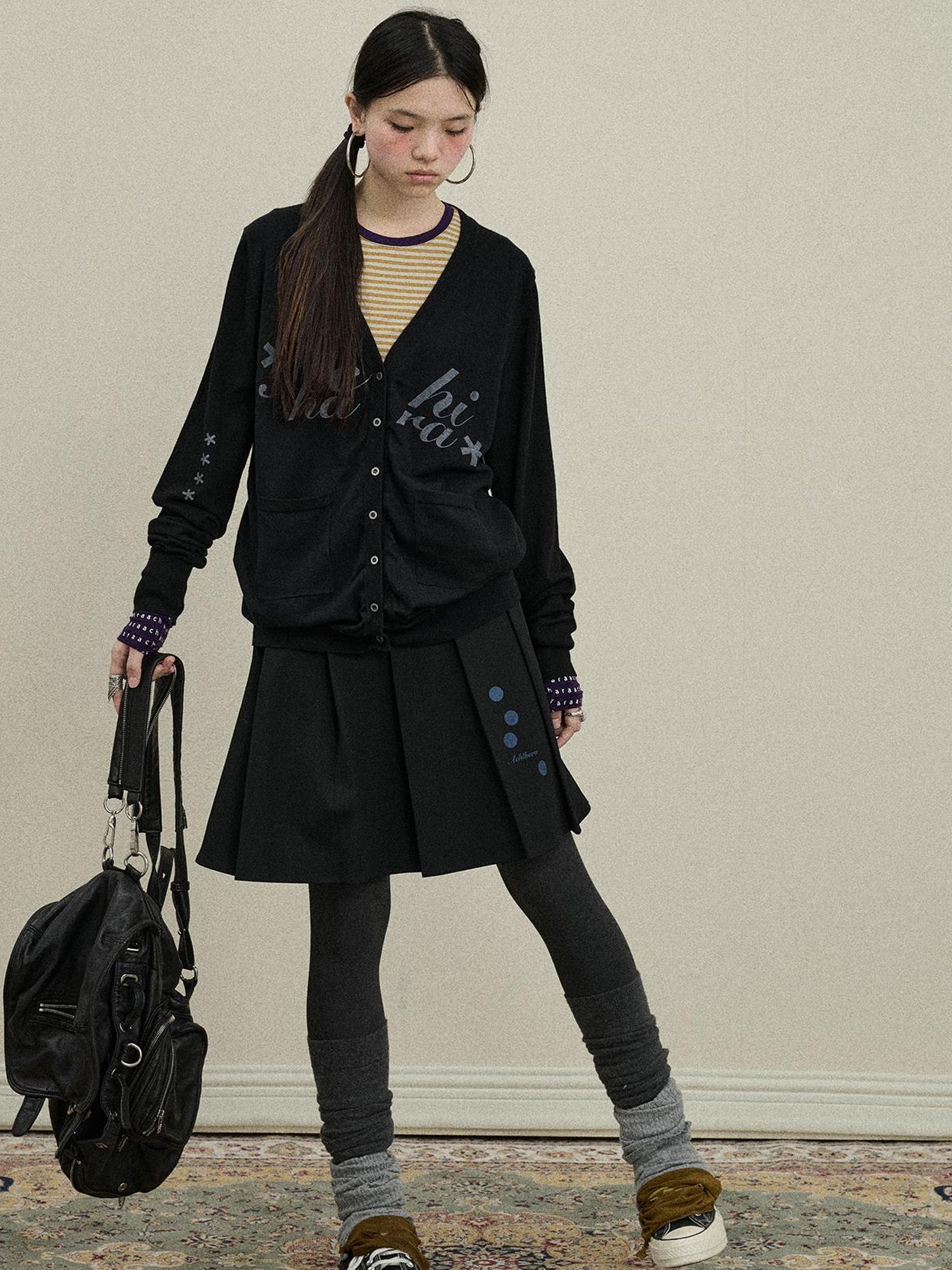 Update Achihara Achihara 2025 Knit Cardigan With Print V-Neck T-Shirt Long-Sleeve