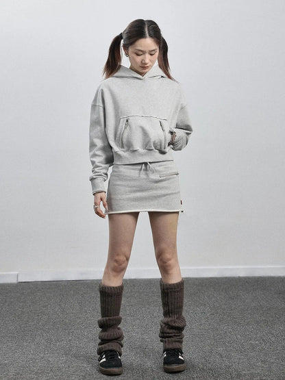 Achihara Hooded Zip Up Sweatshirt &amp; Skirt Set