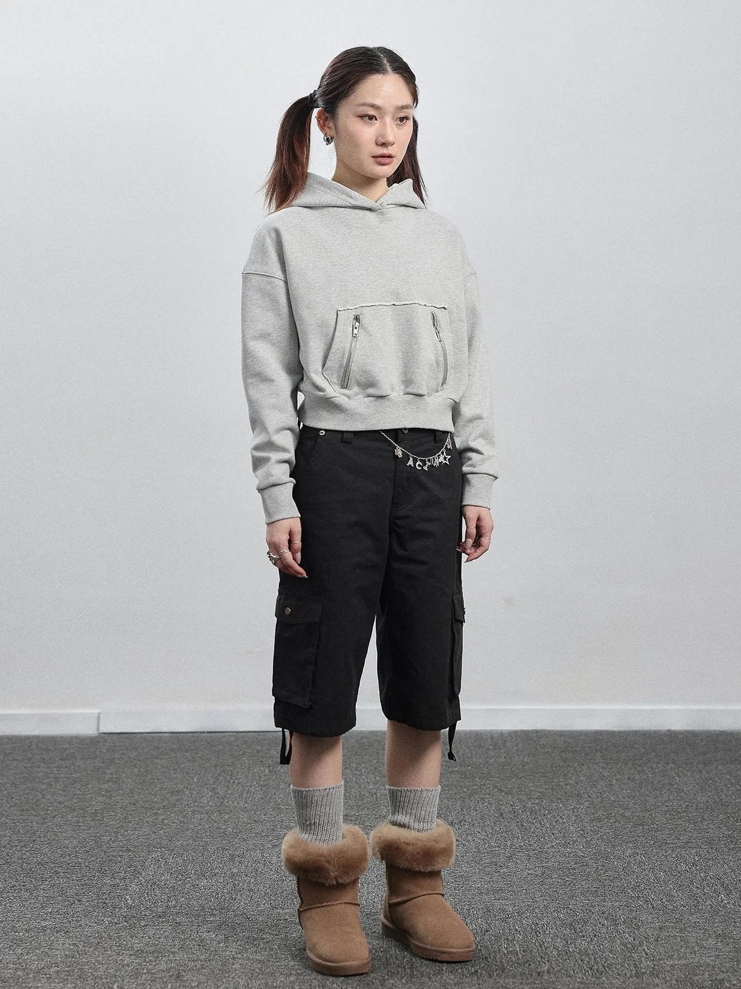 Achihara Hooded Zip Up Sweatshirt &amp; Skirt Set