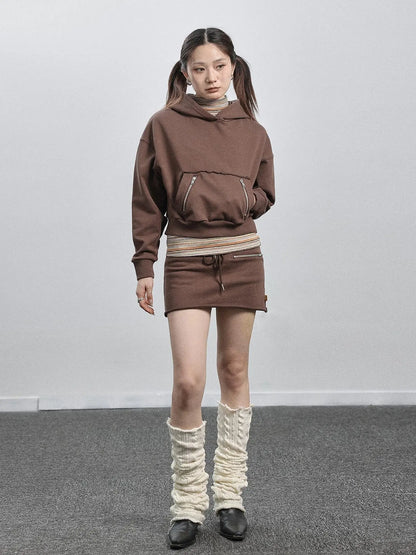 Achihara Hooded Zip Up Sweatshirt &amp; Skirt Set