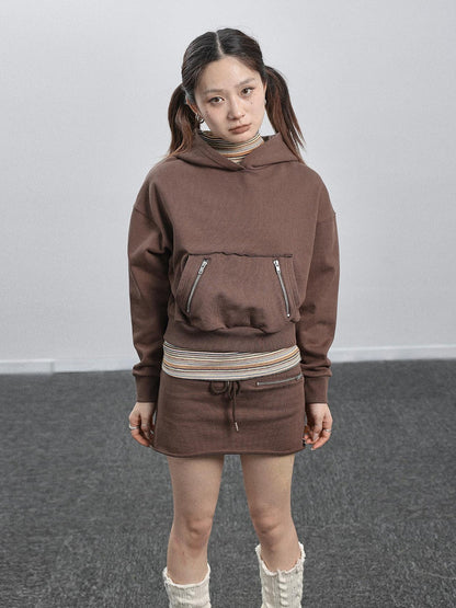 Achihara Achihara Hooded Zip Up Sweatshirt &amp; Skirt Set