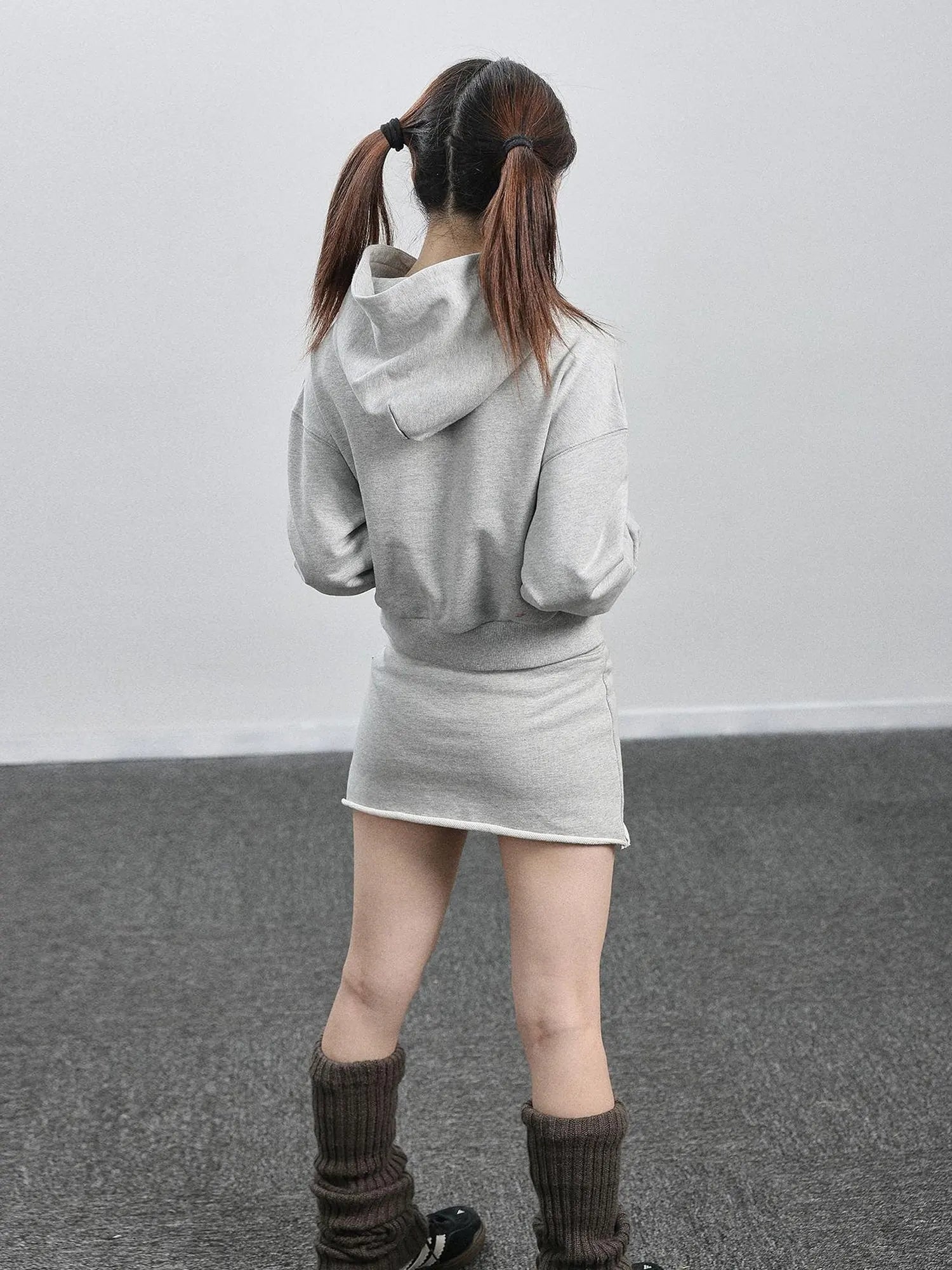Achihara Hooded Zip Up Sweatshirt &amp; Skirt Set