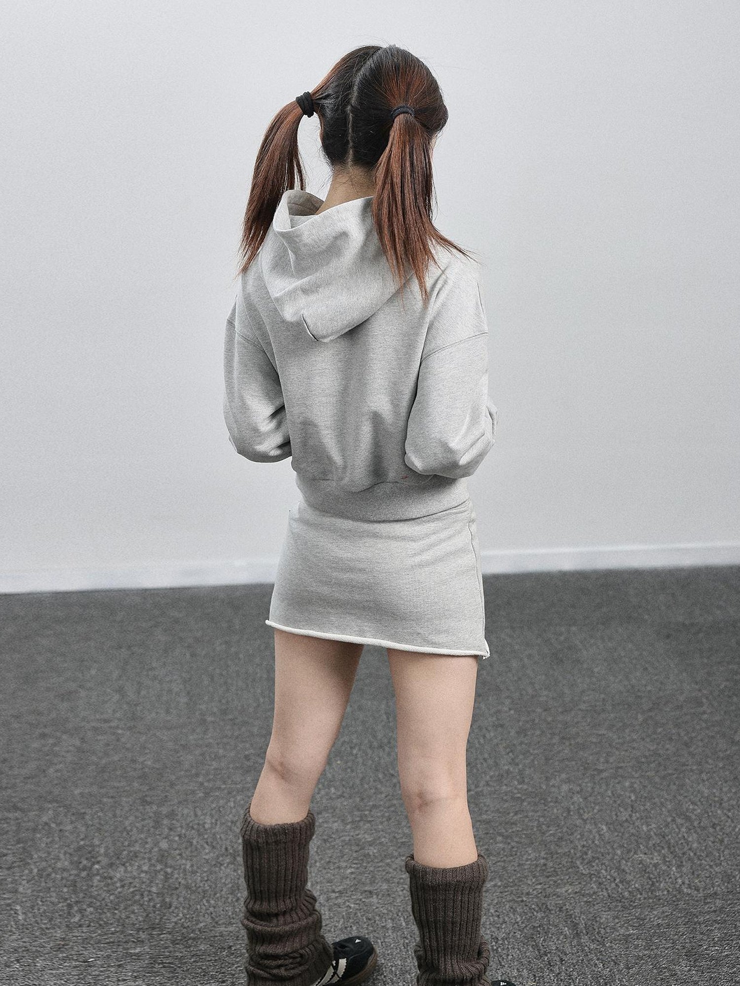 Achihara Achihara Hooded Zip Up Sweatshirt &amp; Skirt Set