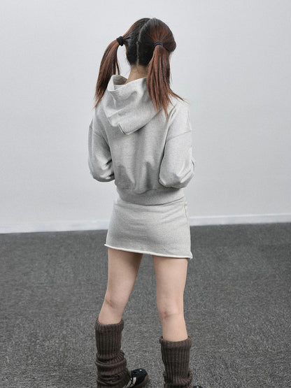 Achihara Achihara Hooded Zip Up Sweatshirt &amp; Skirt Set