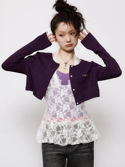 Adjustable Bow Halter Top With Wave Hem