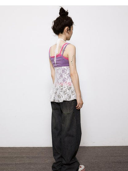 Achihara Adjustable Bow Halter Top With Wave Hem