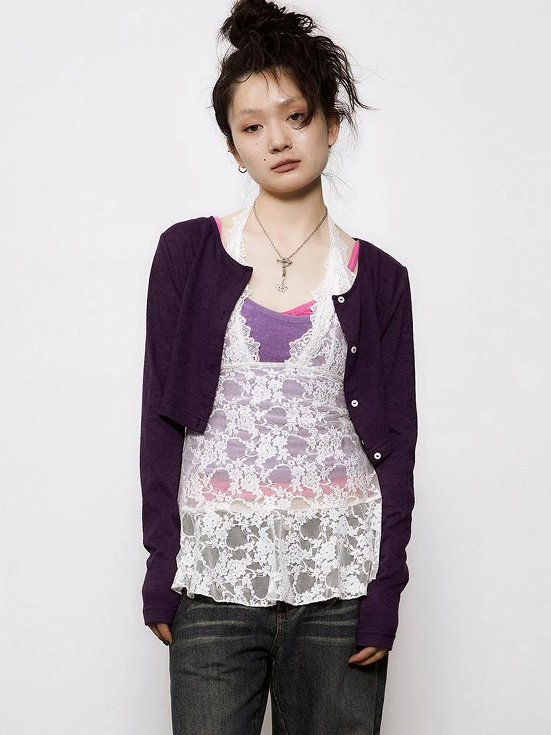 Adjustable Bow Halter Top With Wave Hem