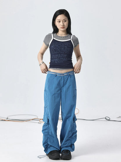 Parachute Pants with Adjustable Fit &amp; Fishtail Skirt Co-ord Set
