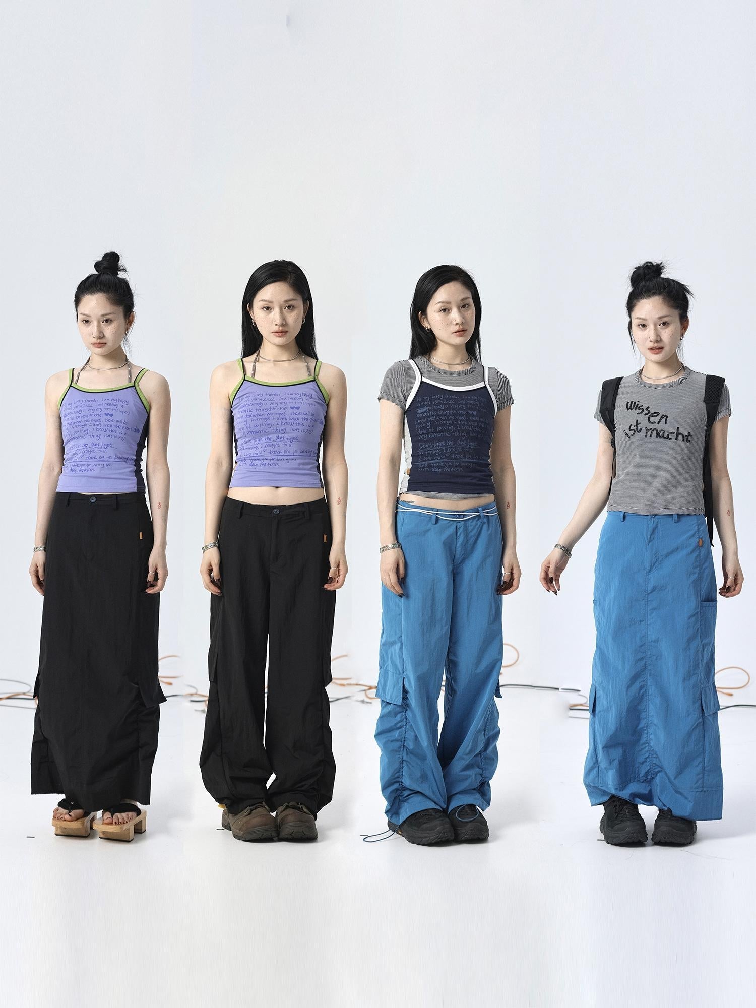 Achihara Adjustable Parachute Pants &amp; Fishtail Skirt Set