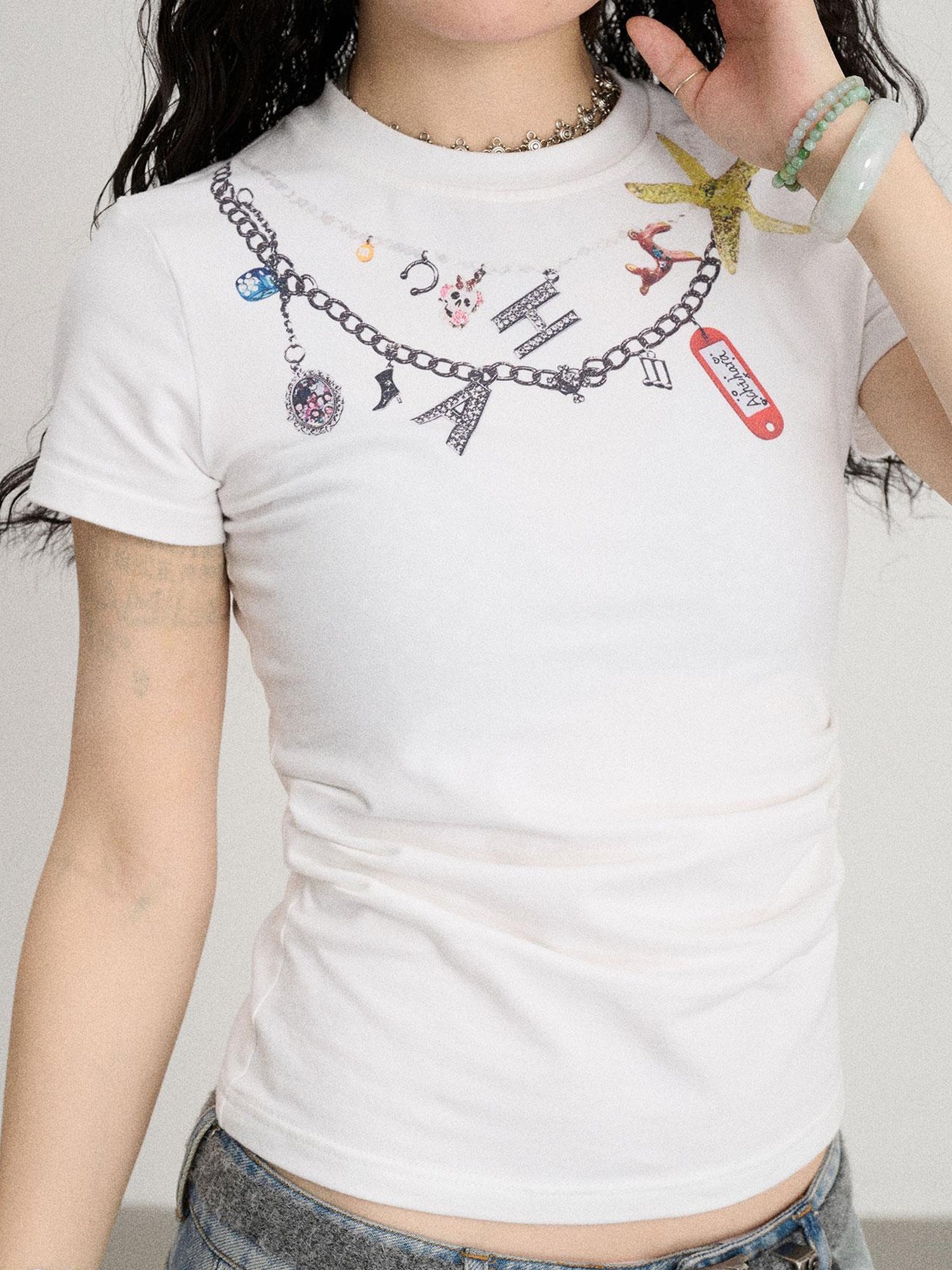 Achihara Alocasia Cotton Tee With Star Charm