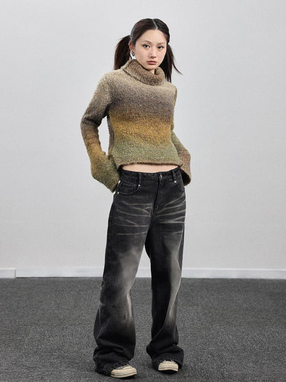 Achihara Autumn Gradient Wool High-Neck Knit Sweater