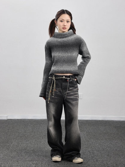 Achihara Autumn Gradient Wool High-Neck Knit Sweater