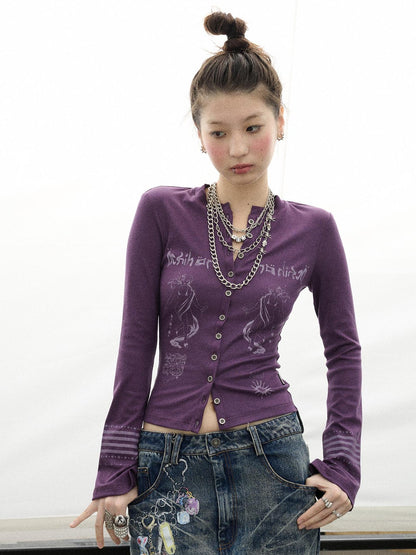 Achihara Autumn Sequence Flared Sleeve Cardigan