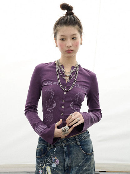 Autumn Sequence Flared Sleeve Cardigan