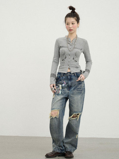 Achihara Autumn Sequence Flared Sleeve Cardigan