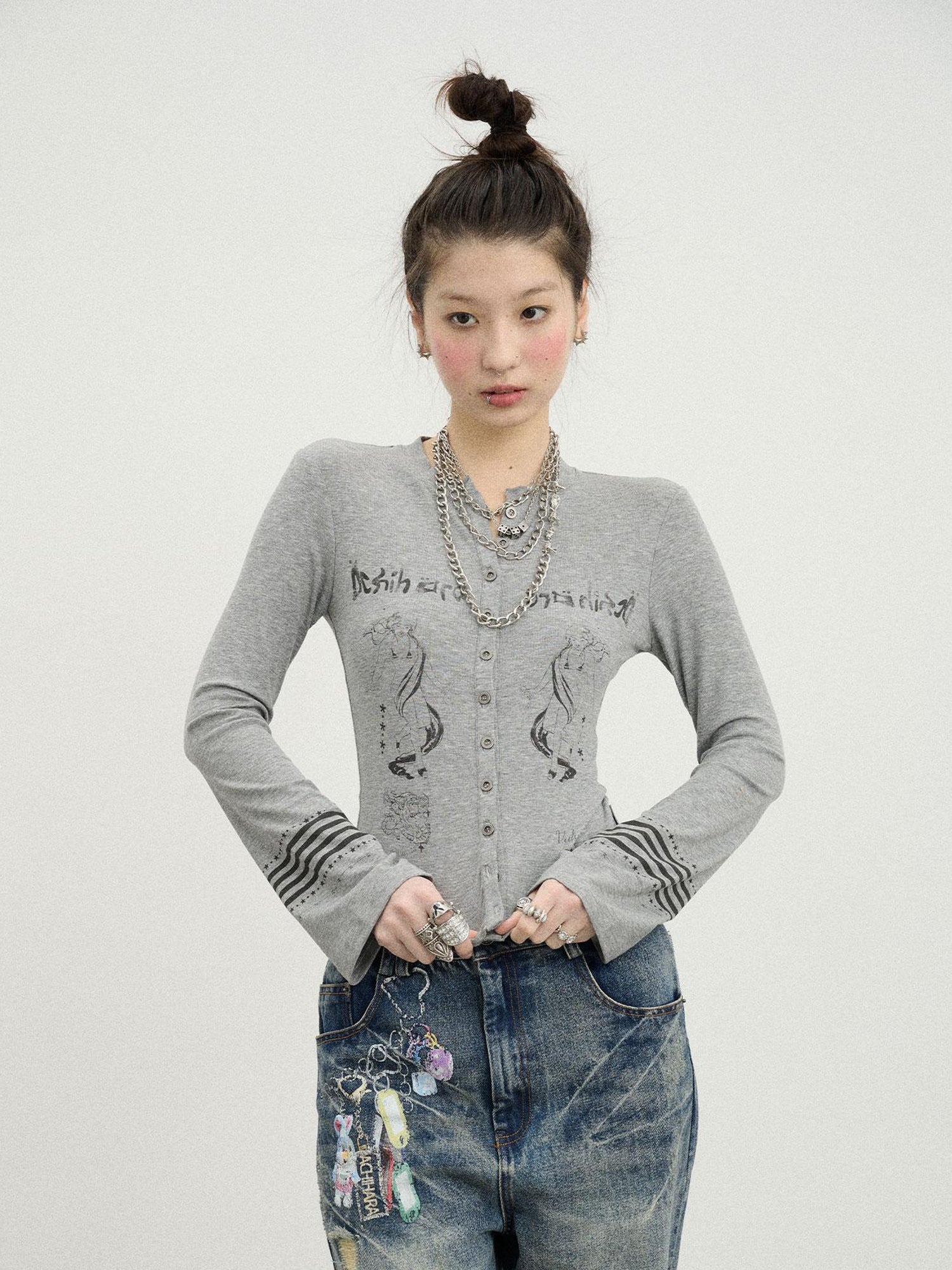 Achihara Autumn Sequence Flared Sleeve Cardigan