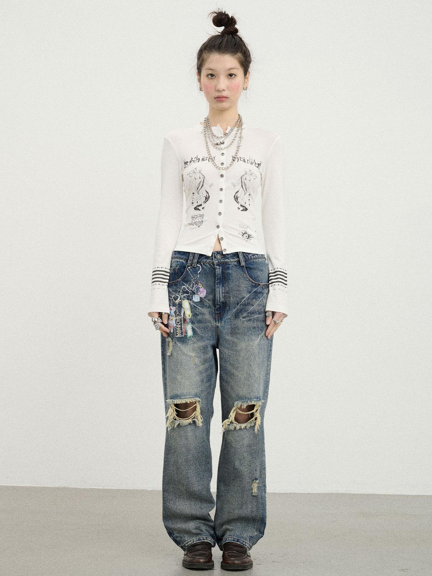 Achihara Autumn Sequence Flared Sleeve Cardigan