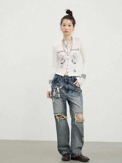 Achihara Autumn Sequence Flared Sleeve Cardigan