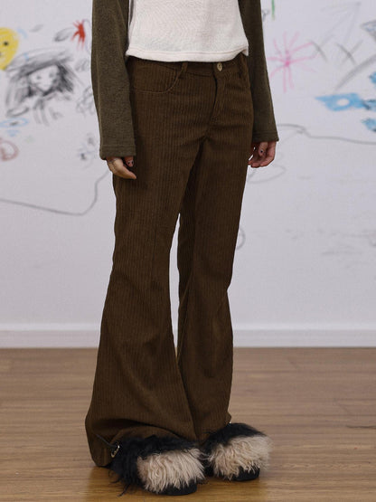Achihara Autumn Wide Leg Corduroy Pants