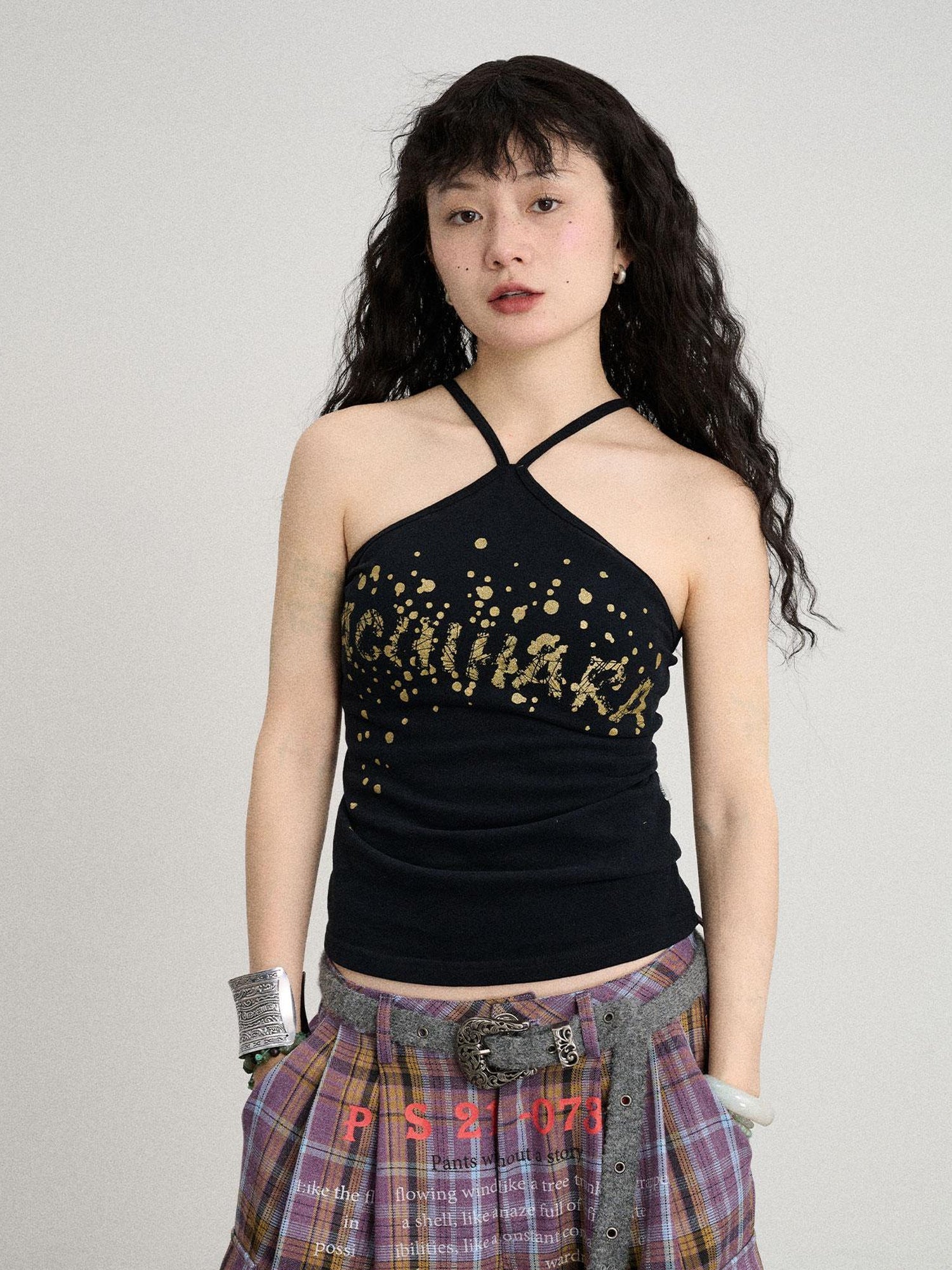 Achihara Bangkok Beach Metallic Halter Top