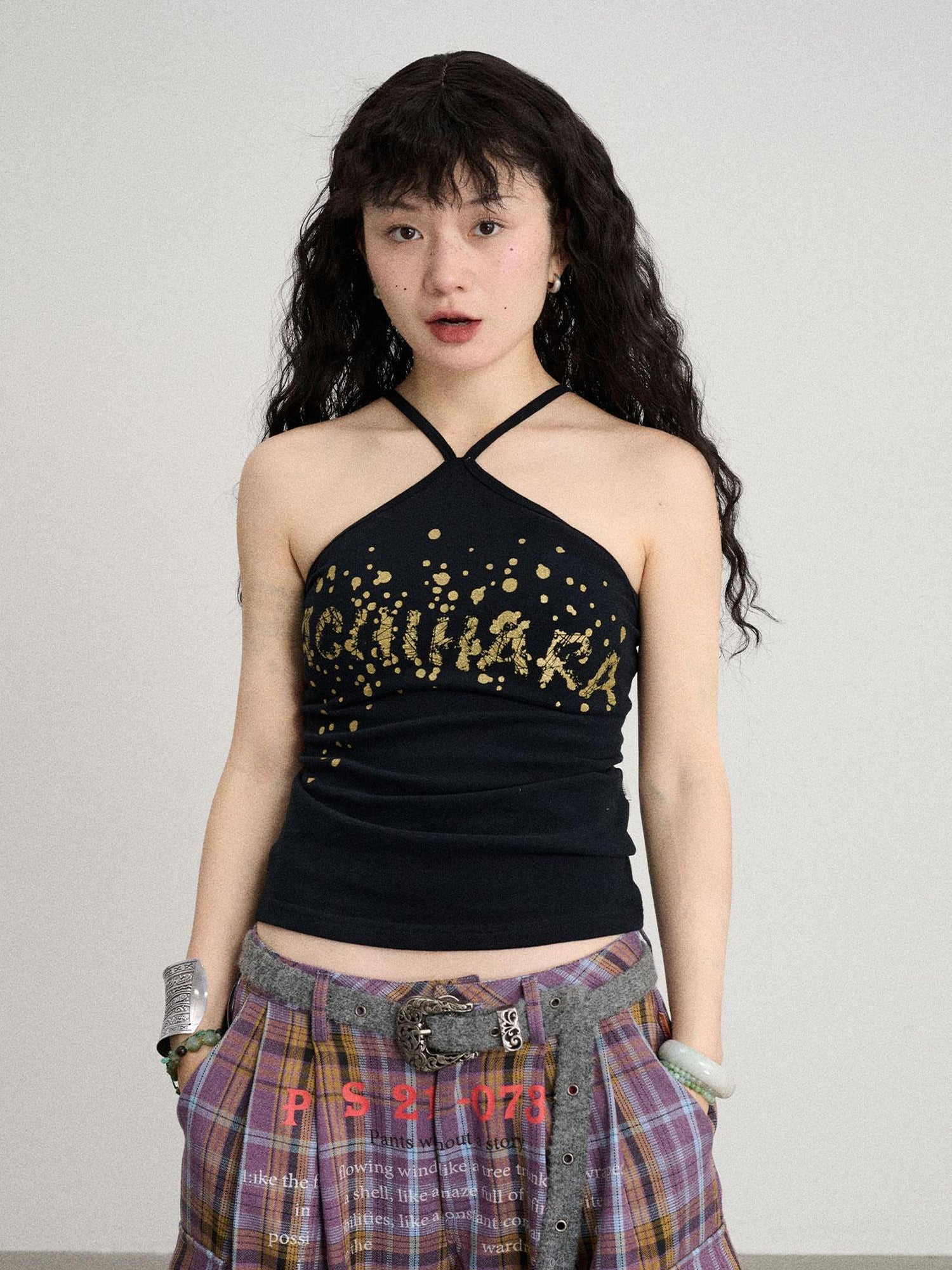 Achihara Bangkok Beach Metallic Halter Top