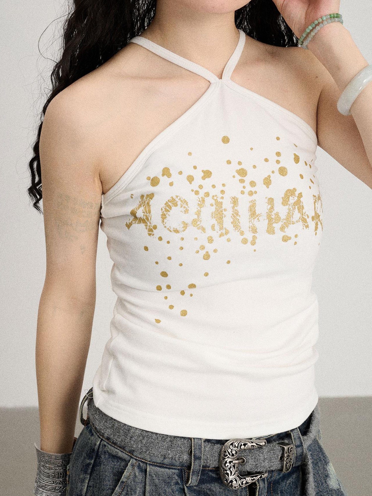 Achihara Bangkok Beach Metallic Halter Top