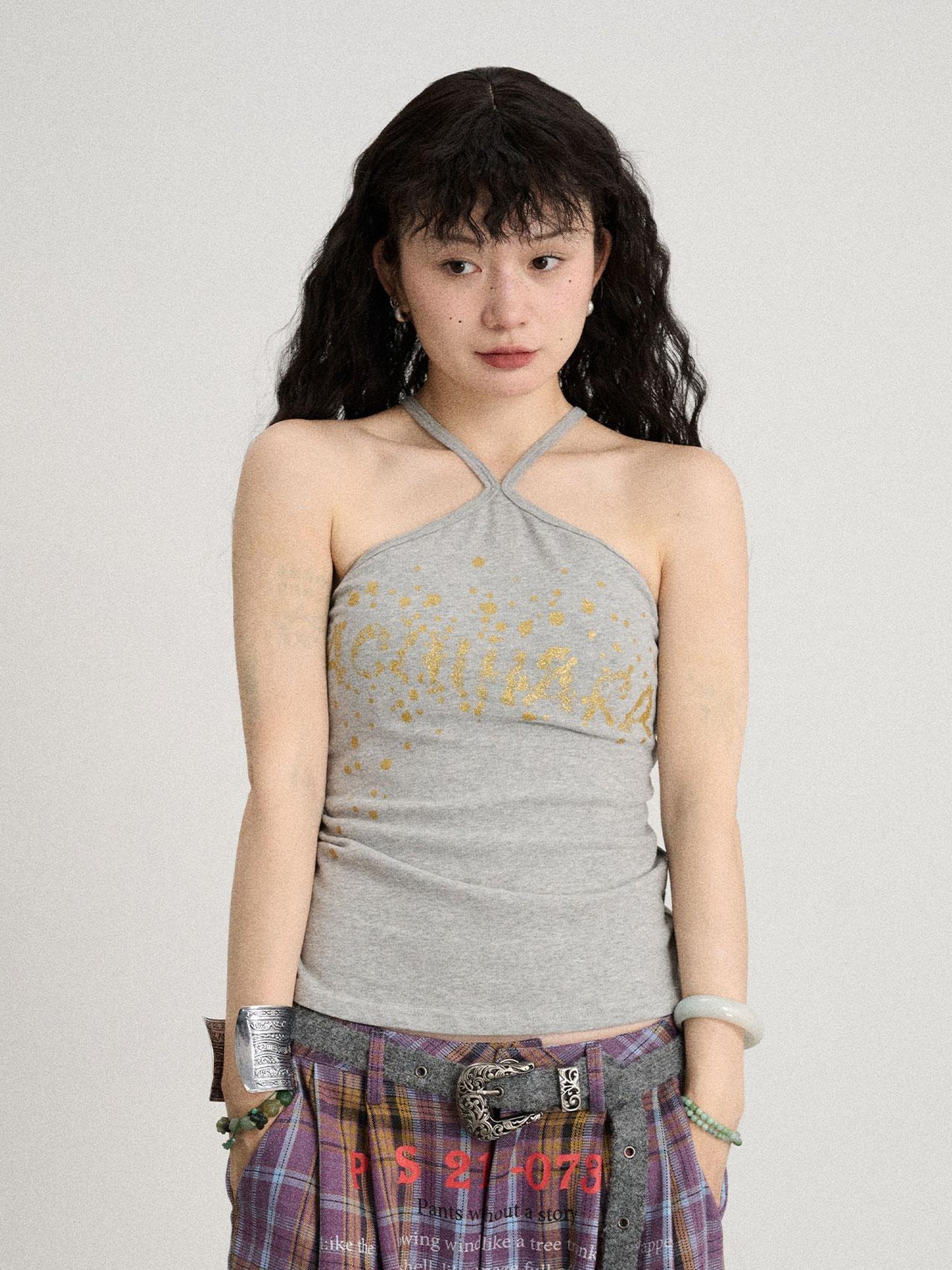 Achihara Bangkok Beach Metallic Halter Top