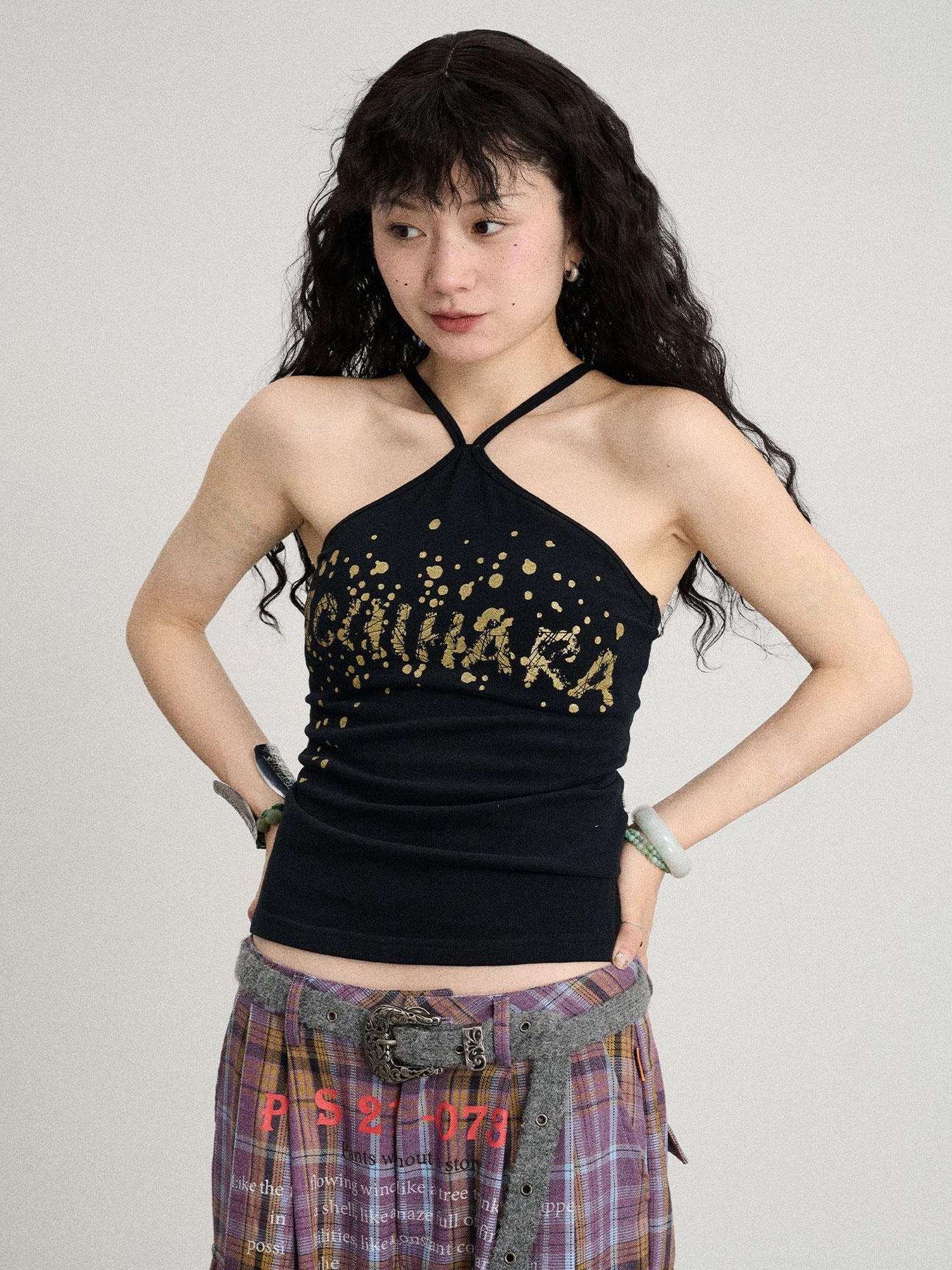 Achihara Bangkok Beach Metallic Halter Top