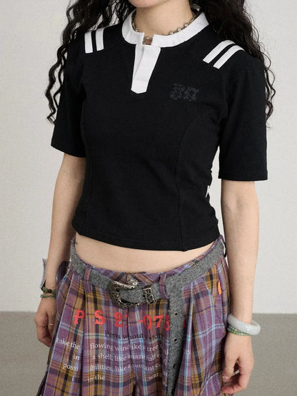 Baroque Football Tee For Women V-Neck T-Shirt Long-Sleeve