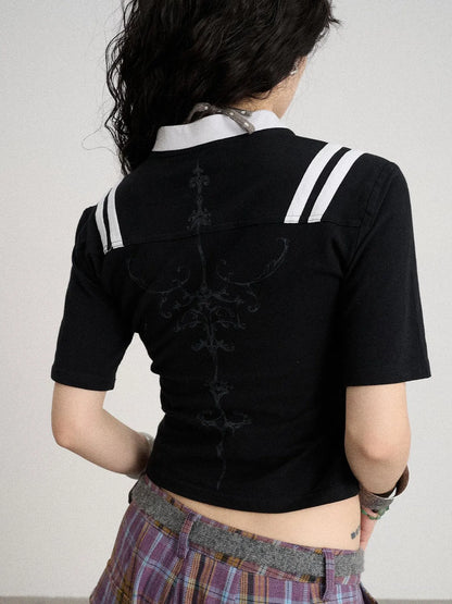 Baroque Football Tee For Women V-Neck T-Shirt Long-Sleeve