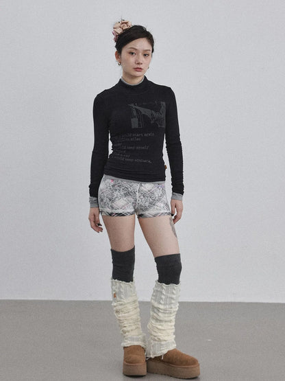 Bauhaus Lyric Print Merino Turtleneck Tee