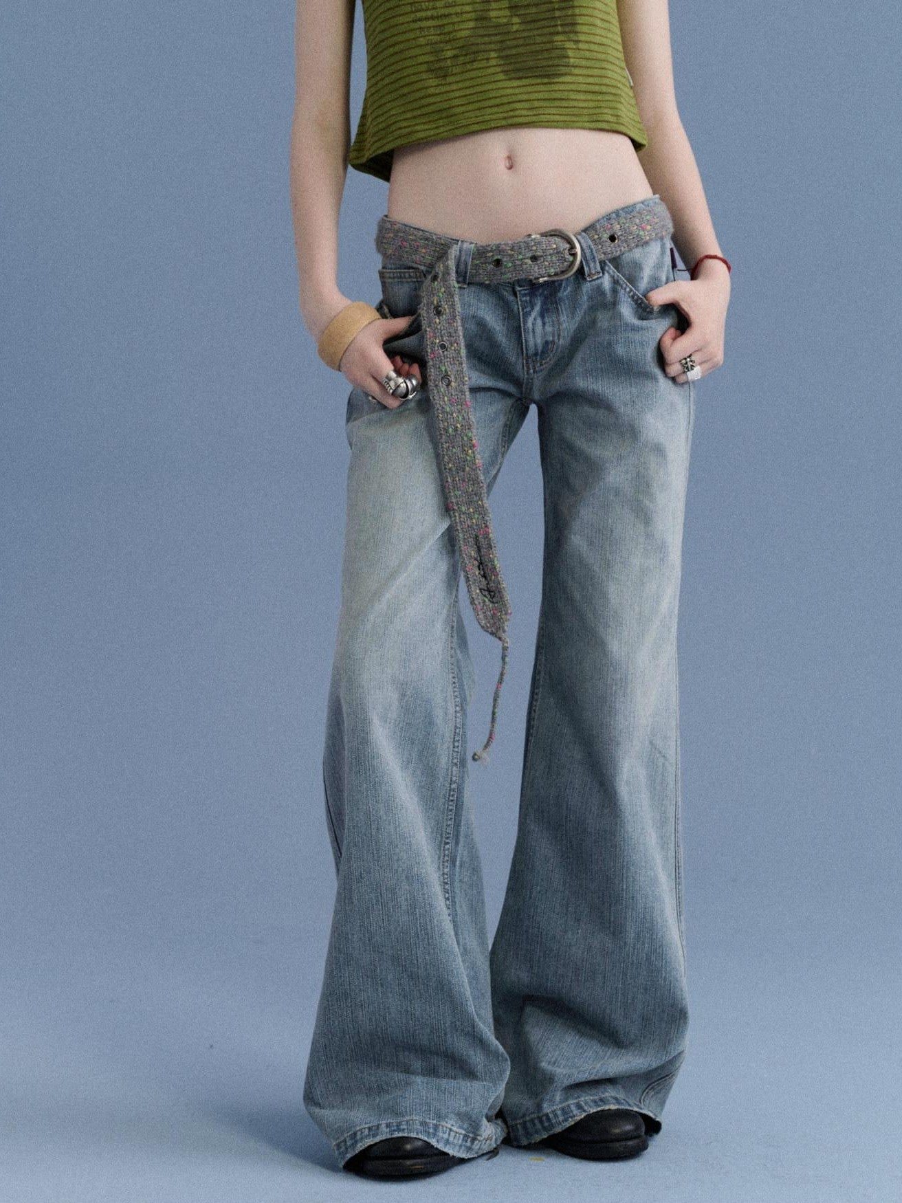 Achihara Beach Washed Low Waist Slight Stretch Women&