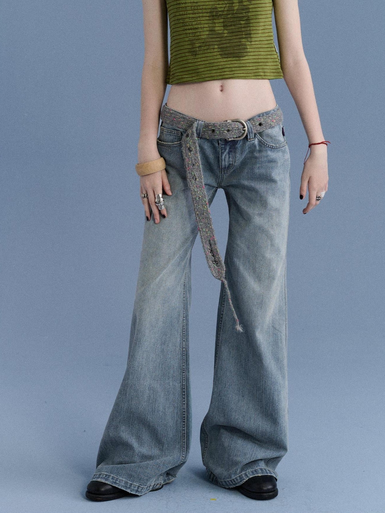 Achihara Beach Washed Low Waist Slight Stretch Women&