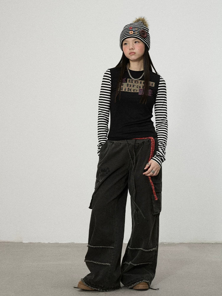 Achihara Being A Brat Like A Child Stripe Long Sleeve Top-2