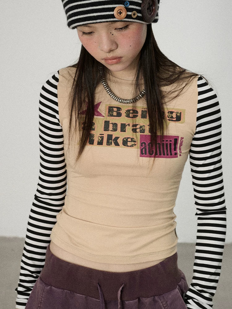 Achihara Being A Brat Like A Child Stripe Long Sleeve Top-5