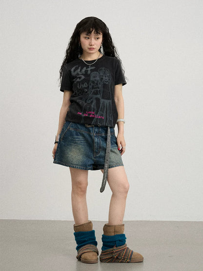 Achihara Bestie Borrowed Tee Retro Washed Cotton-1
