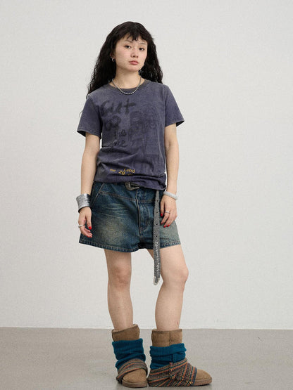 Achihara Bestie Borrowed Tee Retro Washed Cotton