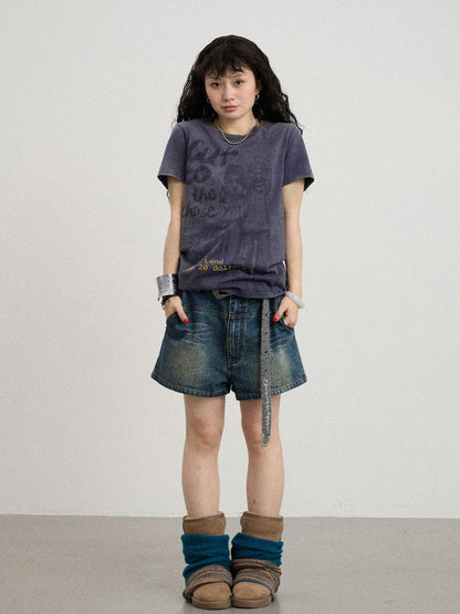 Achihara Bestie Borrowed Tee Retro Washed Cotton