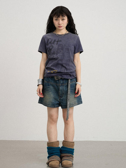 Achihara Bestie Borrowed Tee Retro Washed Cotton