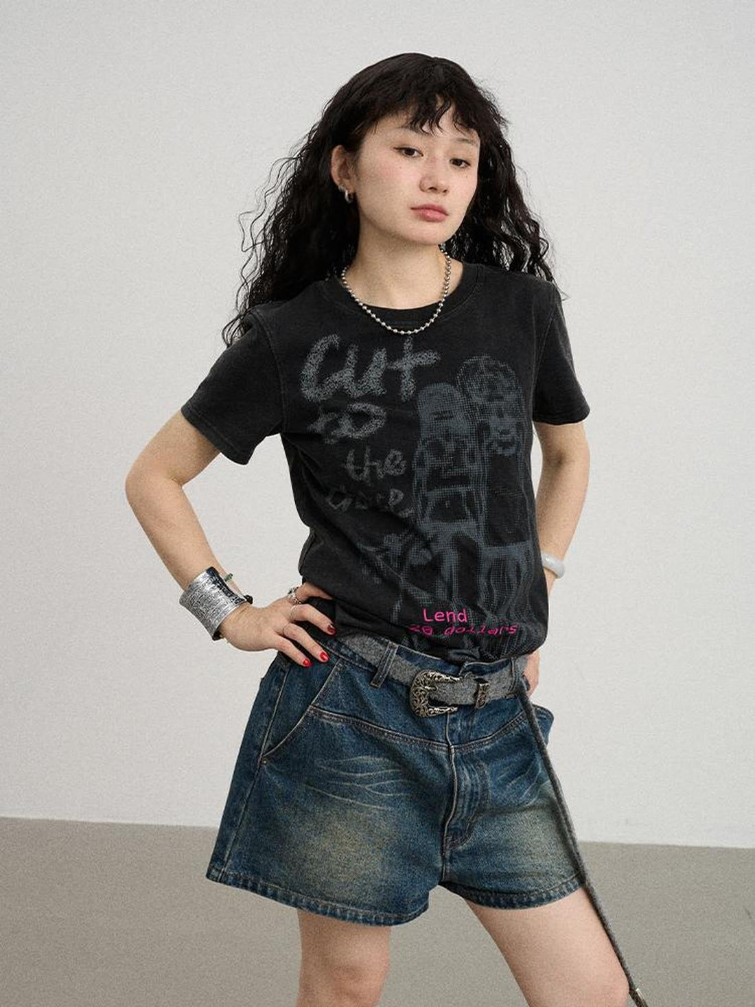 Achihara Bestie Borrowed Tee Retro Washed Cotton