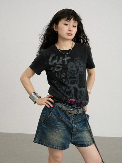 Achihara Bestie Borrowed Tee Retro Washed Cotton-2